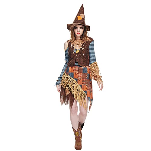 EraSpooky Women Wicked Scarecrow Costume Adult Halloween Straw Dress Kit - Image 5