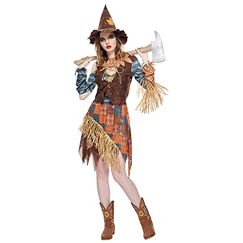 EraSpooky Women Wicked Scarecrow Costume Adult Halloween Straw Dress Kit - Image 3