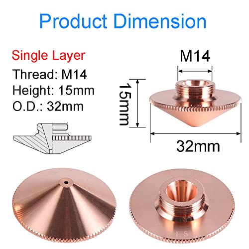 MIMIRACLE Laser Nozzle for CO2 Fiber Laser Raytools Head D32mm Single Layer Caliber 1.5mm Brass 10PCS - Image 2