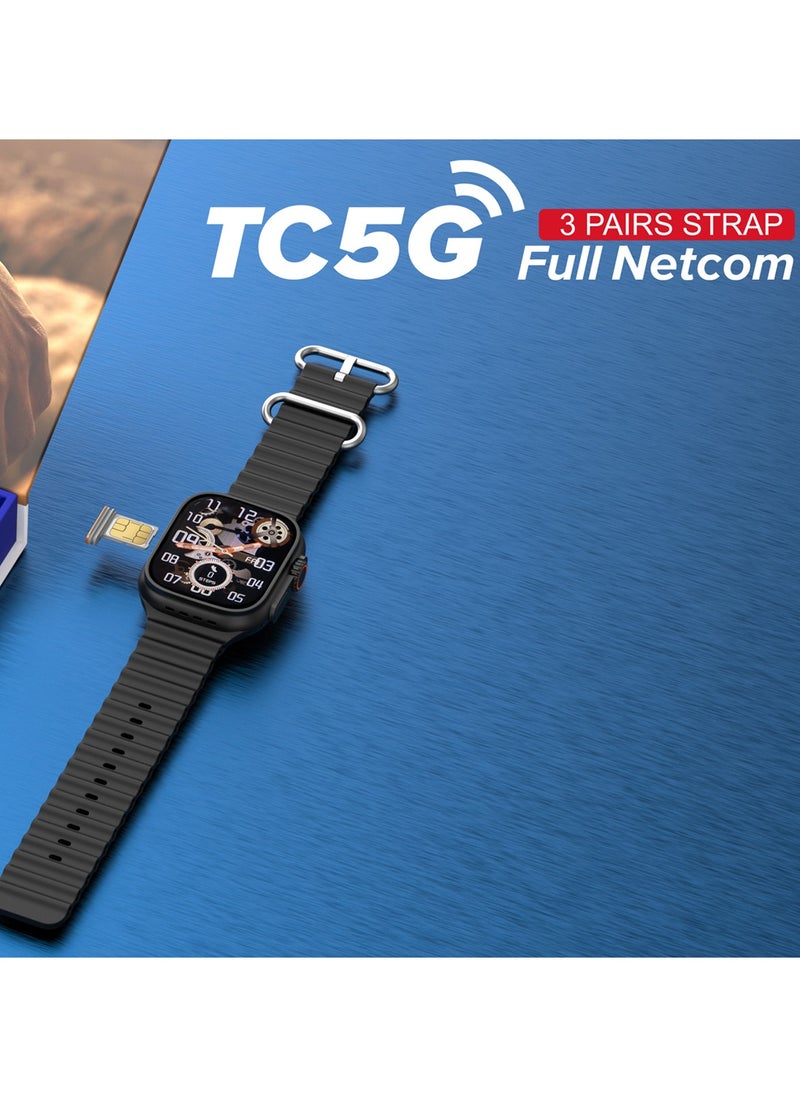 Telzeal Telzeal Germany TC5G 2.2 Inch Full Screen Display Smart Watch With Sim Slot 3 Pair Straps and Wireless Charger For Ladies and Gents Black  - Image 5