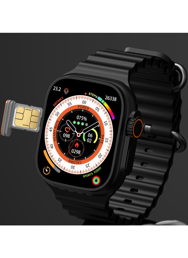 Telzeal Telzeal Germany TC5G 2.2 Inch Full Screen Display Smart Watch With Sim Slot 3 Pair Straps and Wireless Charger For Ladies and Gents Black  - Image 2