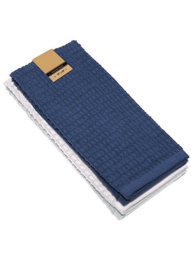 طقم مناشف مطبخ عالي الجودة قطعتين أزرق وأبيض 16 x 28 بوصة R2PC-BLUE-1