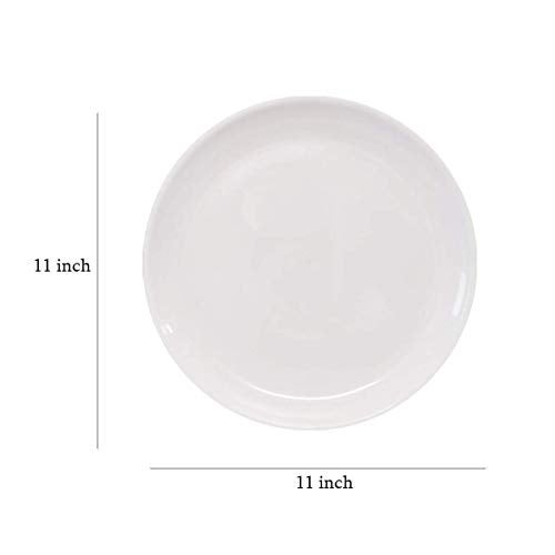 PRIZMA Serving Dinner Plates Plain 11 Inch Round Plastic Full Plate Set for Kitchen (3 Pieces) (3) White - Image 5