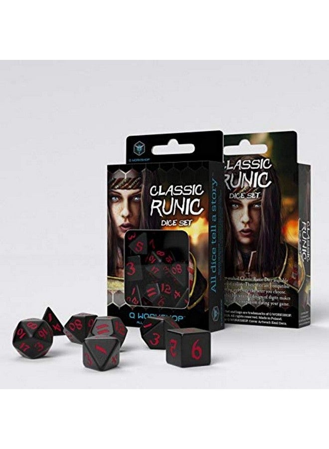 Q WORKSHOP Q-Workshop Classic Runic Black & Red Dice Set (7) - Image 1