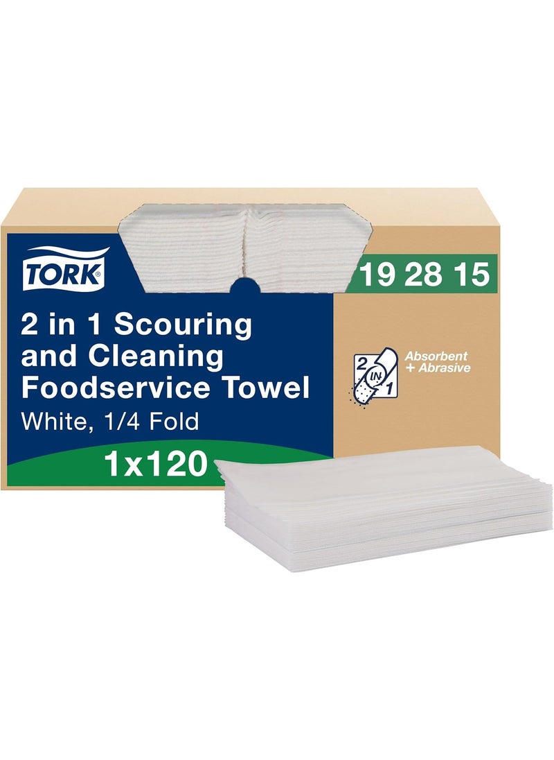 Tork Tork 2In1 Scouring and Cleaning Towels White Reusable and Ideal for Stainless Steel Surfaces 1 Pack x 120 Sheets 192815  - Image 1