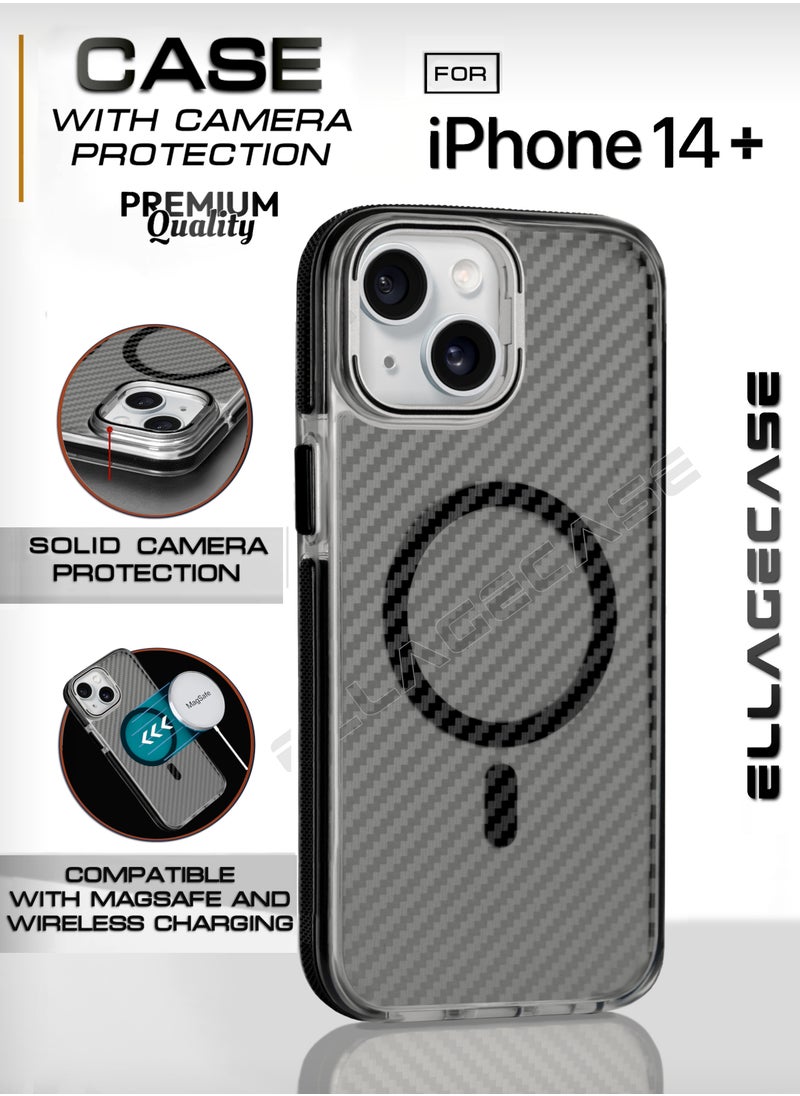 ELLAGECASE Case with stand for iPhone 14 Plus, Solid Camera Protection, Shockproof, Compatible with Magsafe and Wireless Charging  - Image 1