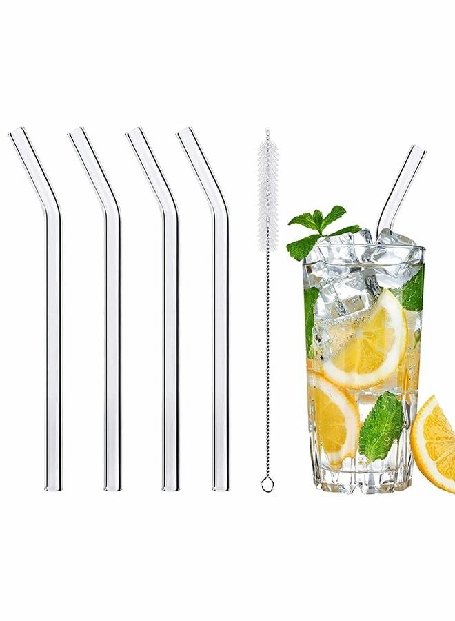 KASTWAVE ٤ قطع من مصاصات الزجاج المنحني القابلة لإعادة الاستخدام مع فرش التنظيف - Image 1