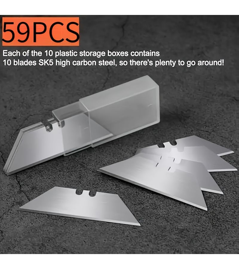 59pcs Heavy Duty Steel Trapezoidal Blades Multipurpose Precision Cutting Tool - Image 1