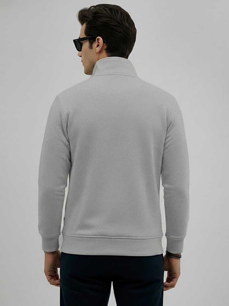 LEOTUDE Men’s Half-Zip Fleece Sweatshirt | Stylish, Breathable,Quarter-Zip Pullover Full Sleeve Winter Wear (W84_Black_P_ZGrey_XL) - Image 4