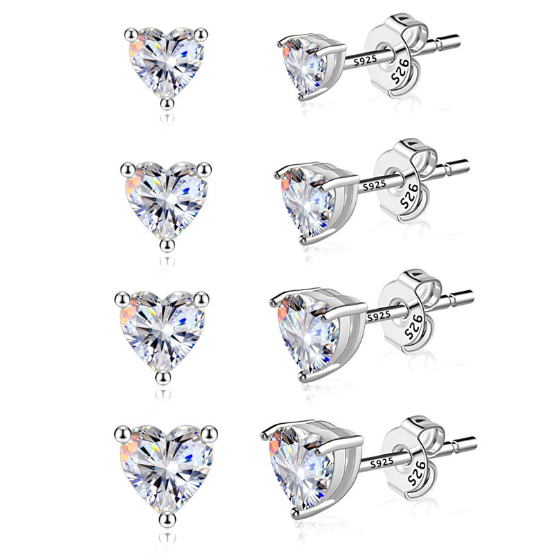 ALEXCRAFT Heart Earrings Sterling Silver Stud Earrings for Women - Image 1