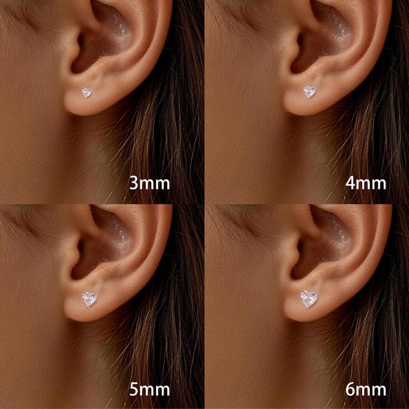 ALEXCRAFT Heart Earrings Sterling Silver Stud Earrings for Women - Image 4