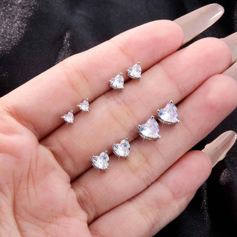 ALEXCRAFT Heart Earrings Sterling Silver Stud Earrings for Women - Image 5
