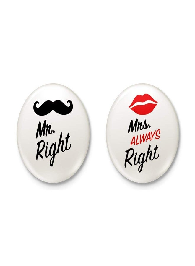 Eagletail India Mrs Always Right and Mr Right Pin Badge (Pack of 2, 58mm) - Image 2