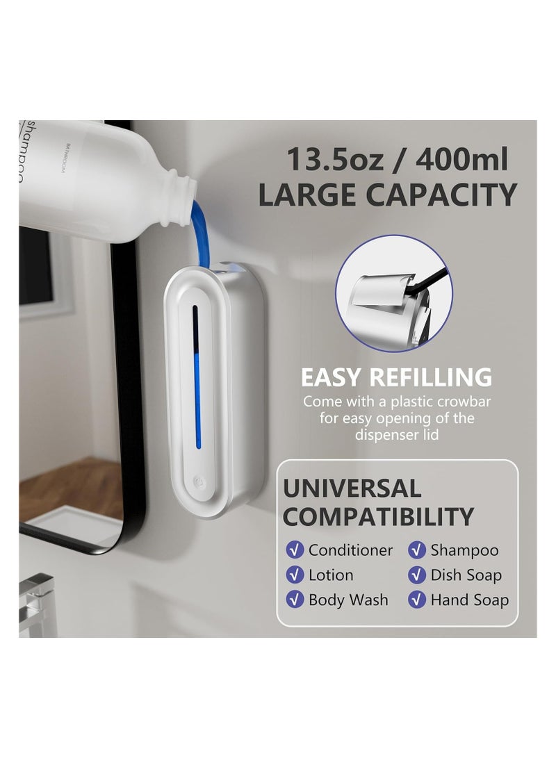 SOLARAE Adjustable Automatic Soap, Dispenser 6 Levels Touchless Wall Mount Shower Soap Dispenser, 13.5oz Rechargeable Sensor, ABS Shampoo and Conditioner Dispenser for Bathroom Kitchen Commercial Hotel - Image 3