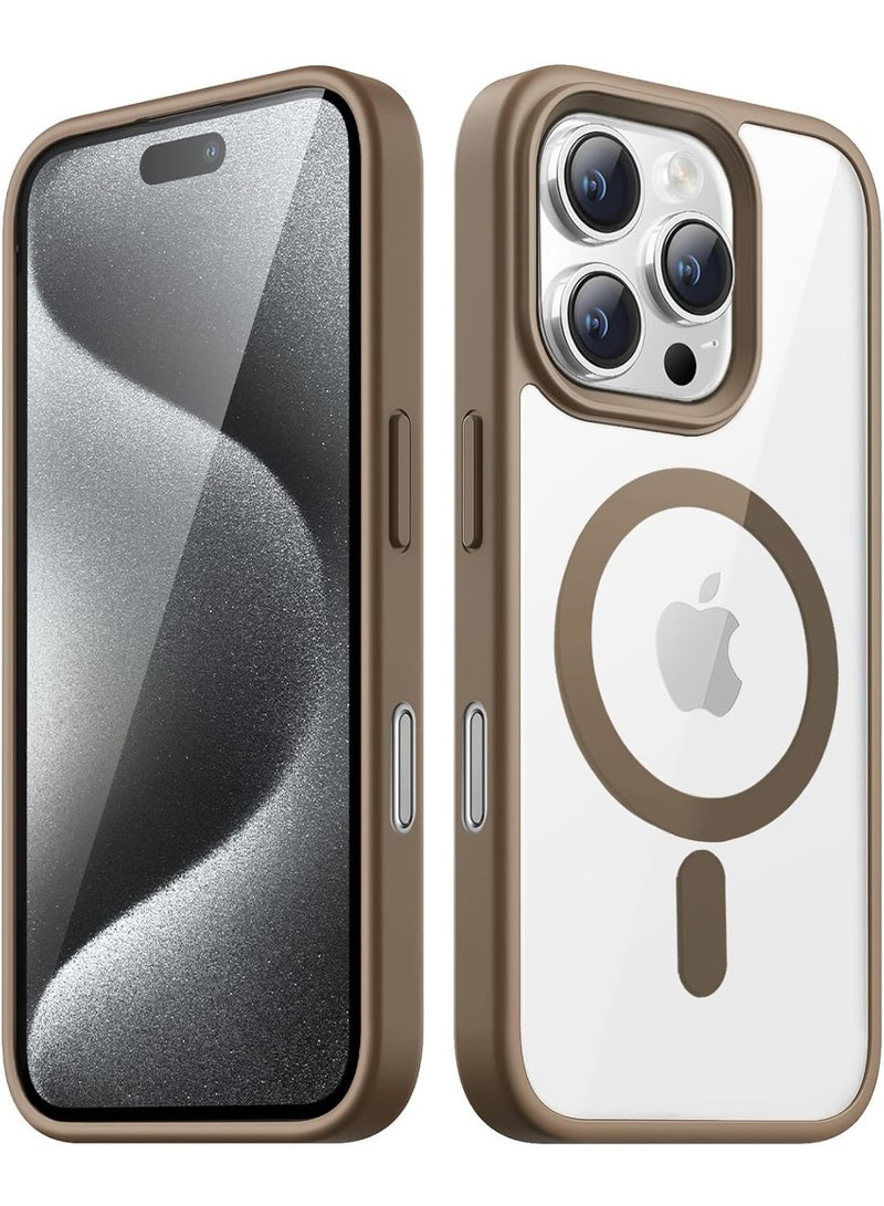 Magnetic Case for iPhone 16 Pro Max 6.9-Inch Compatible with MagSafe, Shockproof Phone Bumper Cover, Solid Color Matte TPU Frame, Anti-Scratch Clear Back (Desert Brown) - Image 2
