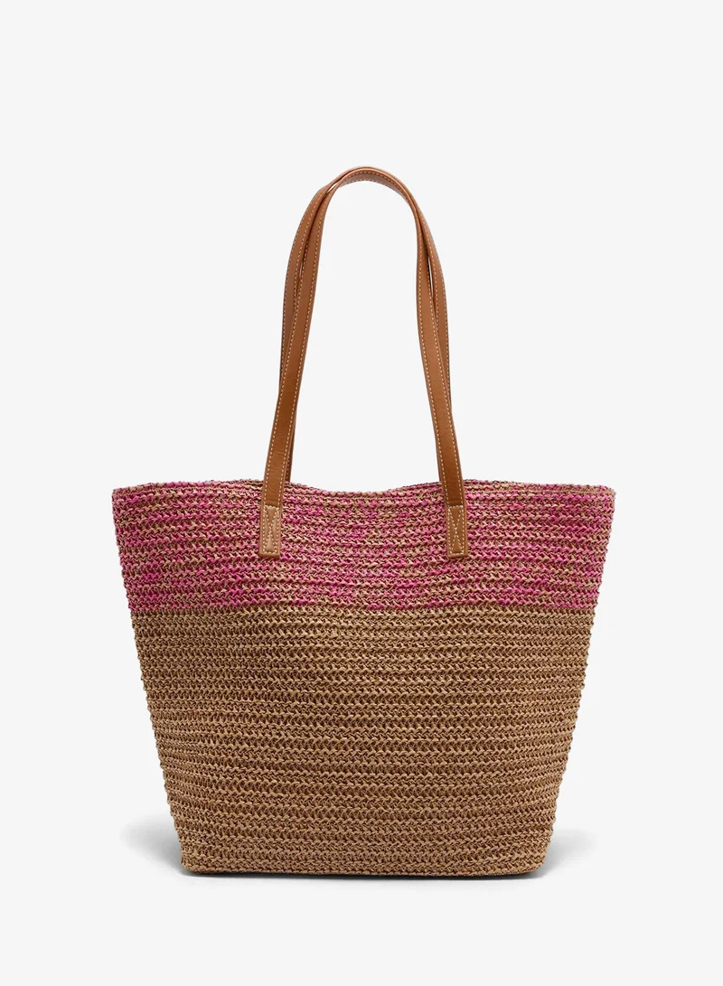 ماتلان Bright Pink Straw Shopper Bag