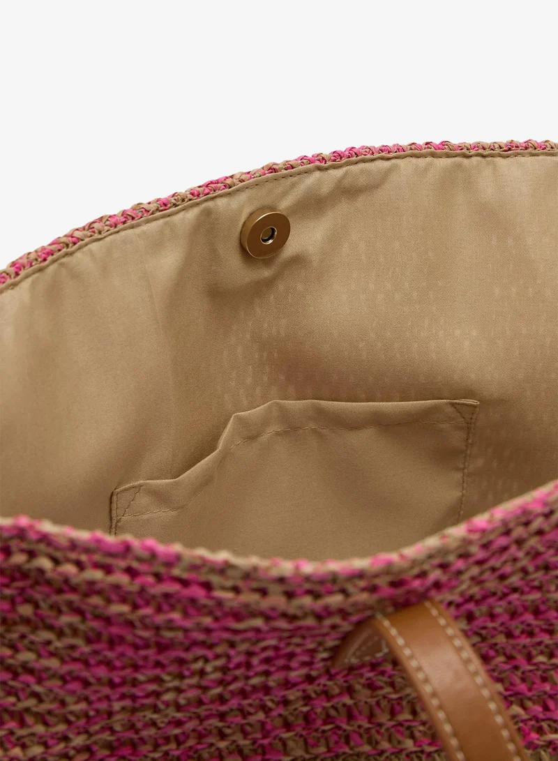 ماتلان Bright Pink Straw Shopper Bag