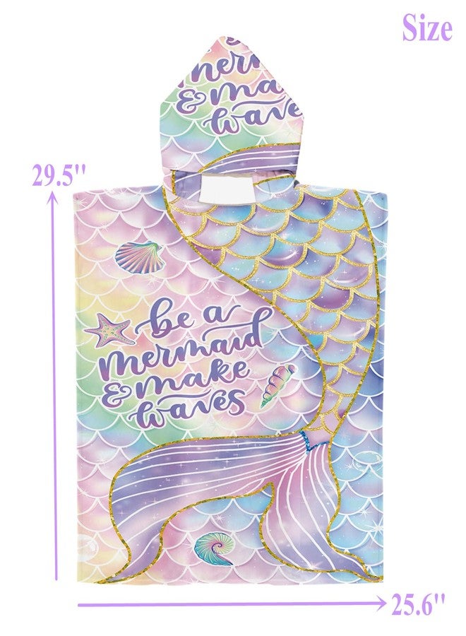 Irisbell Kids Hooded Beach Towel Cotton Blend Wearable Beach Towel with Hood for Kids Toddlers,Absorbent Soft Bath Towel Wrap Cartoon Swim Pool Bathrobe for Boys Girls (Mermaid, 25.6'' x 29.5'') - Image 4