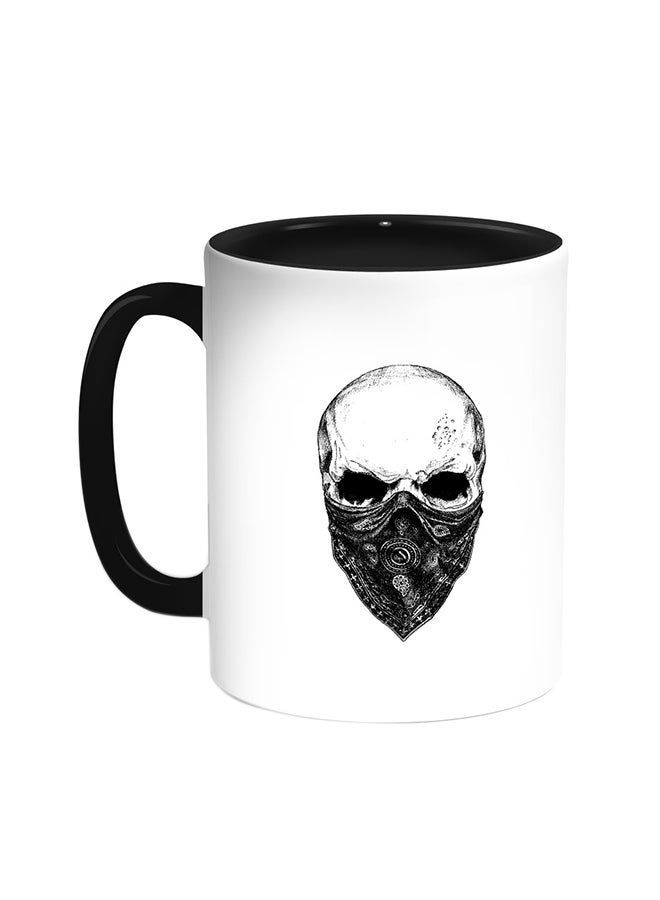 RKN Skull Printed Coffee Mug Black White 11 ounce - Image 1