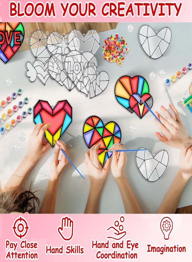 EggSun 27 Sets Valentines Heart SunCatcher Craft Kits Decorative Window Paint DIY for Kids, Perfect for Valentine's Day Classroom Activities, Art Projects, Party Favors, and Gift Exchange - Image 5