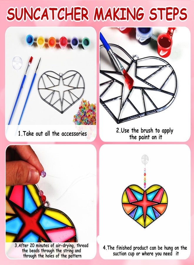 EggSun 27 Sets Valentines Heart SunCatcher Craft Kits Decorative Window Paint DIY for Kids, Perfect for Valentine's Day Classroom Activities, Art Projects, Party Favors, and Gift Exchange - Image 4