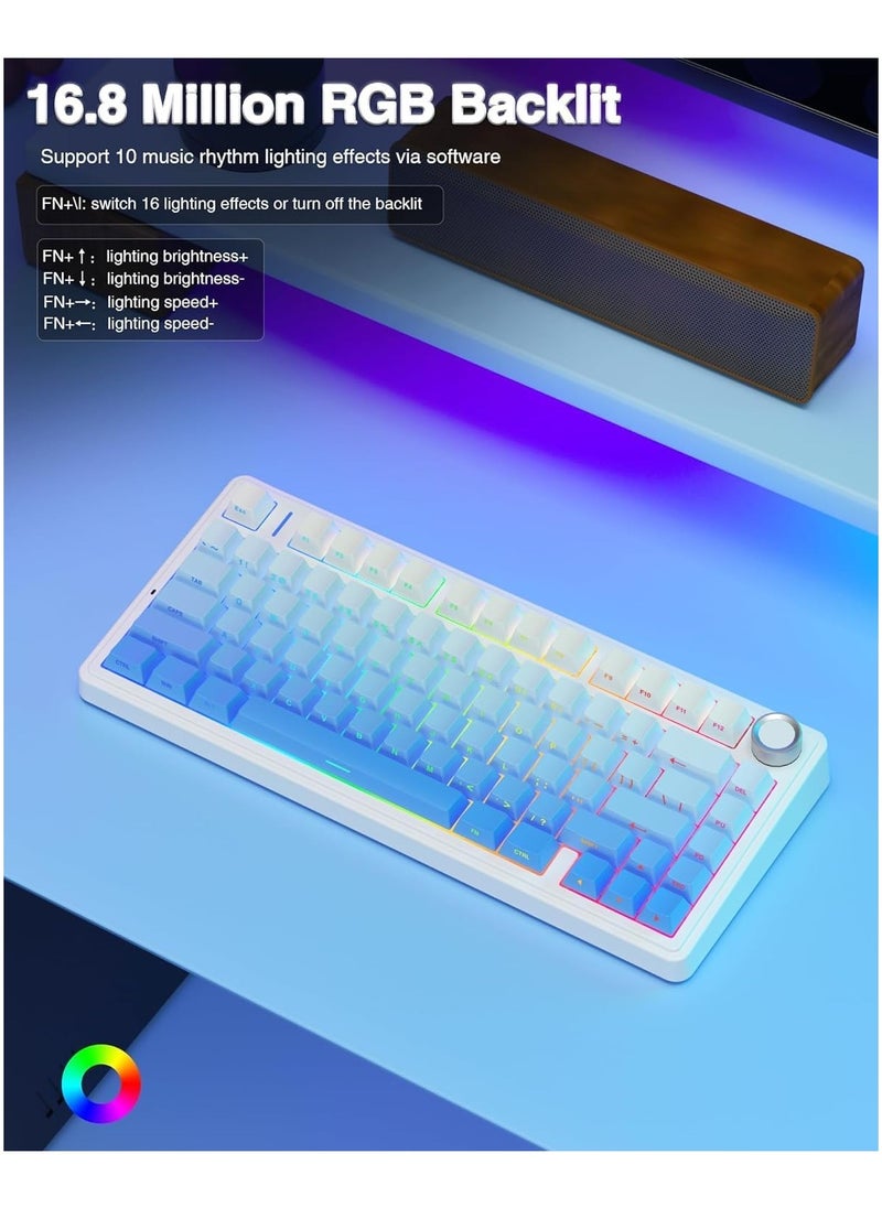 AULA F75 Pro Wireless Mechanical Keyboard,75% Gasket Hot Swappable Custom Keyboard,RGB Backlit,Pre-lubed Reaper Switches,Side Printed PBT Keycaps,2.4GHz/USB-C/BT5.0 Mechanical Gaming Keyboard  - Image 2