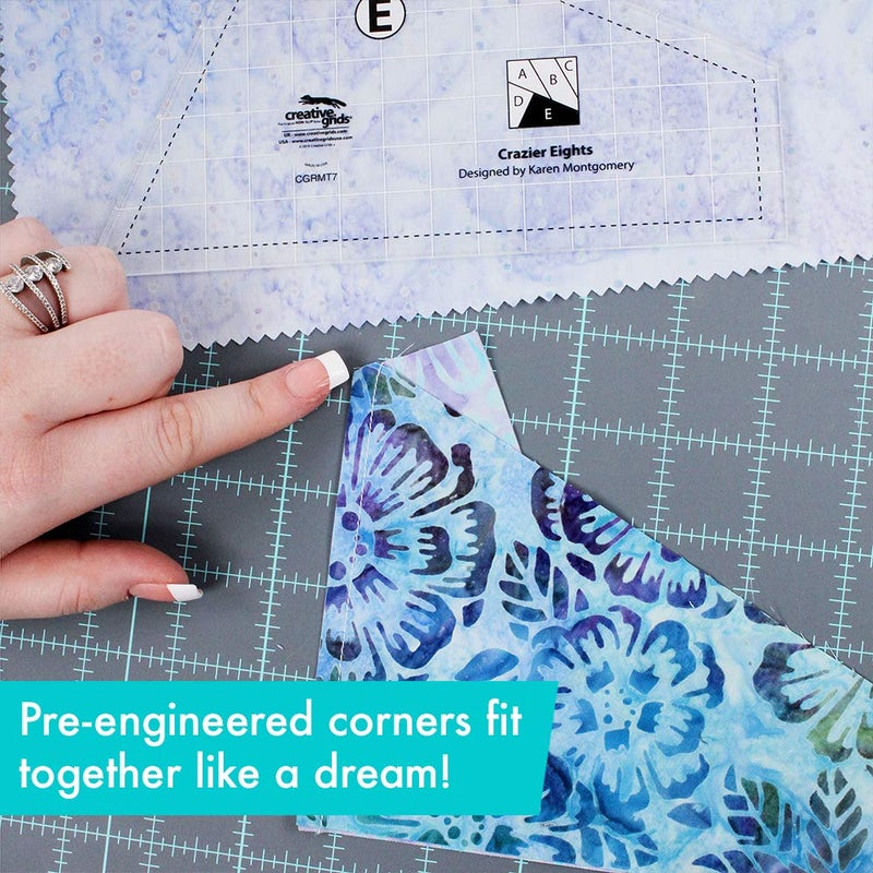Creative Grids Crazier Eights Template and Quilt Ruler – CGRMT7 – Made in USA, 6in x 9in, Non-Slip Grip Acrylic Quilting, Sewing, Crafting, Patchwork Ruler & Template - Image 5