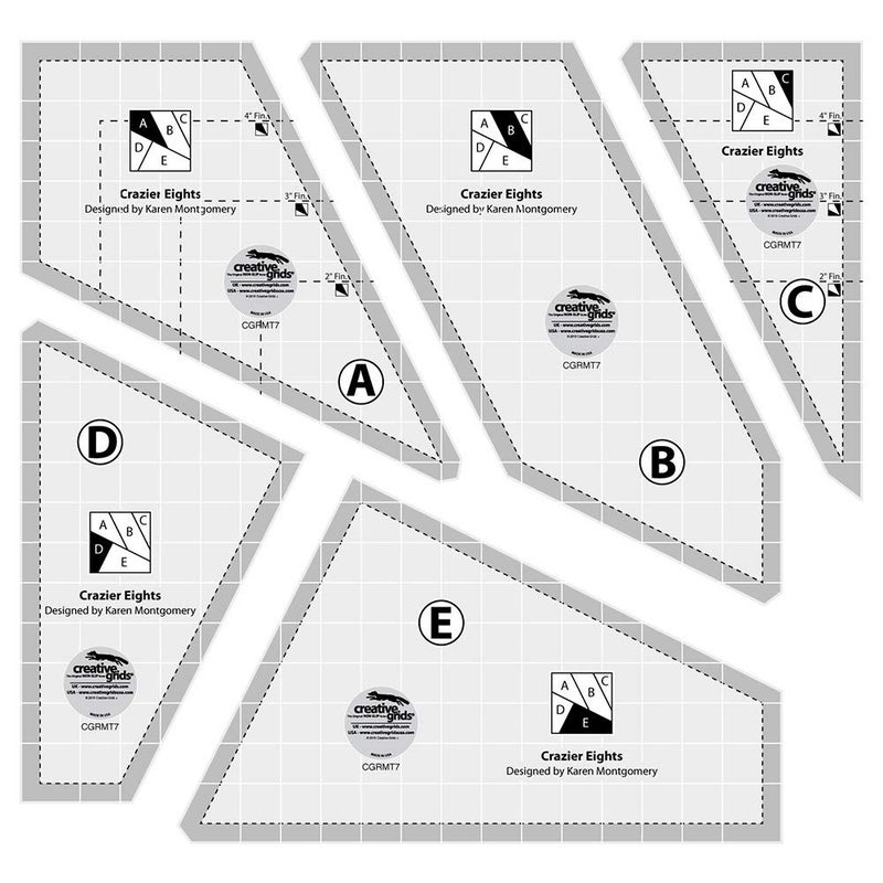 Creative Grids Crazier Eights Template and Quilt Ruler – CGRMT7 – Made in USA, 6in x 9in, Non-Slip Grip Acrylic Quilting, Sewing, Crafting, Patchwork Ruler & Template - Image 1