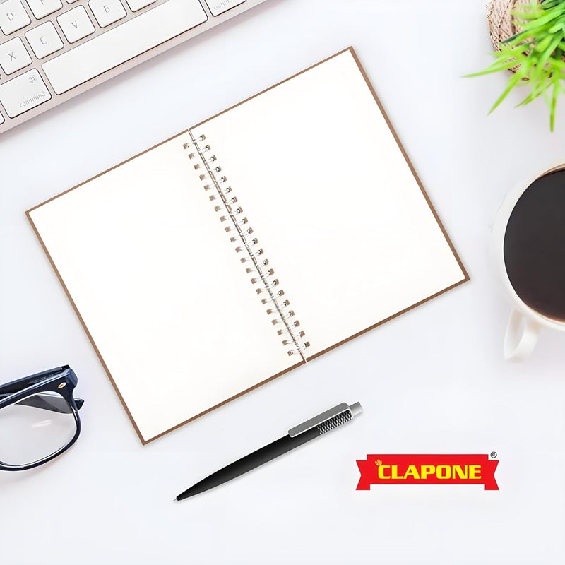 CLAPONE 3 قطع دفتر ملاحظات حلزوني A5 مع 120 صفحة بيضاء طبيعية 140 جرام ورق ثقيل للاستخدام المدرسي/الجامعي/المكتبي/المنزلي/السفر، دفتر كتابة/يوميات/دفتر رسم/دفتر ملاحظات/خفيف الوزن/غلاف كرافت/دفتر حلزوني كلاسيكي فارغ، بني - Image 5