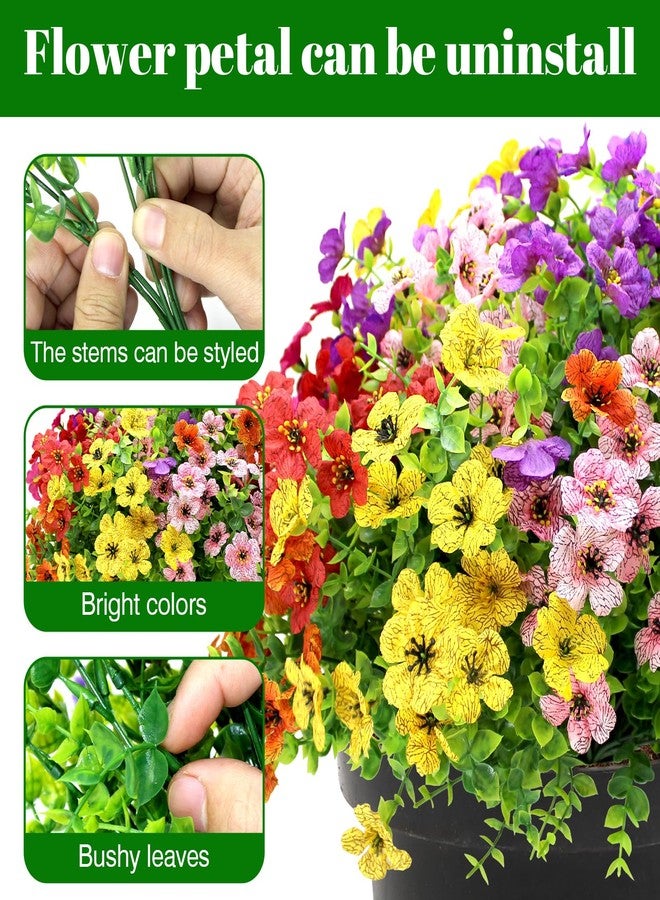 Pseutio Artificial Faux Plants Flowers for Outdoors UV Resistant Fake Plants Flowers 12 Bundles Spring Artificial for Outdoors Home Decor - Image 3