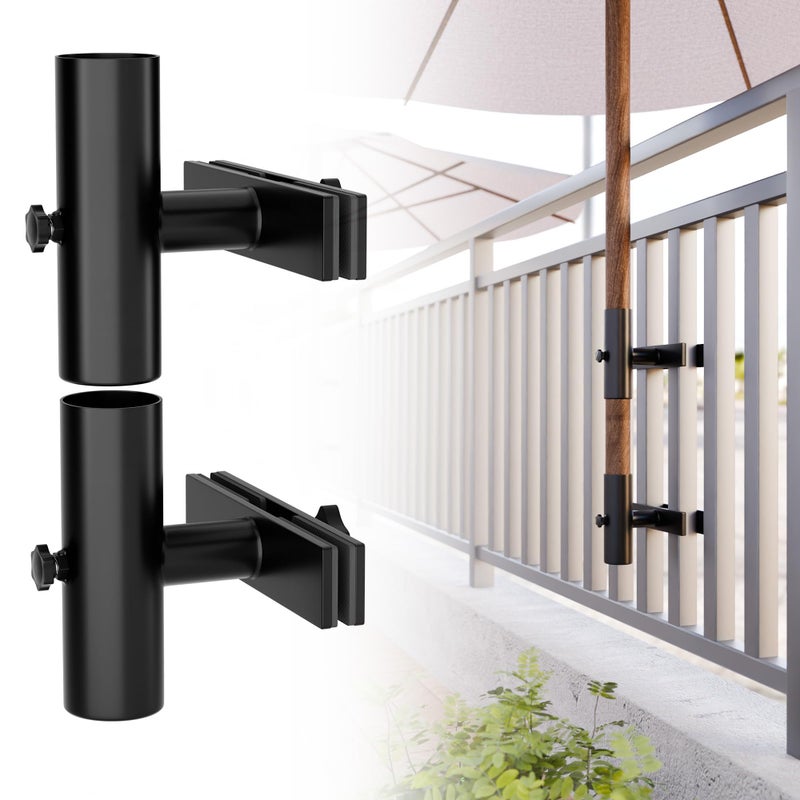 HILLMASTER Umbrella Holder Parasol Holder Patio Umbrella Stand Mount Umbrella Clamp for Balcony, Outdoor Umbrella Holder Fixed Clip Deck Table Umbrella Mount for Deck,Railings,Beach,Courtyard,Boats,Tailgates - Image 1