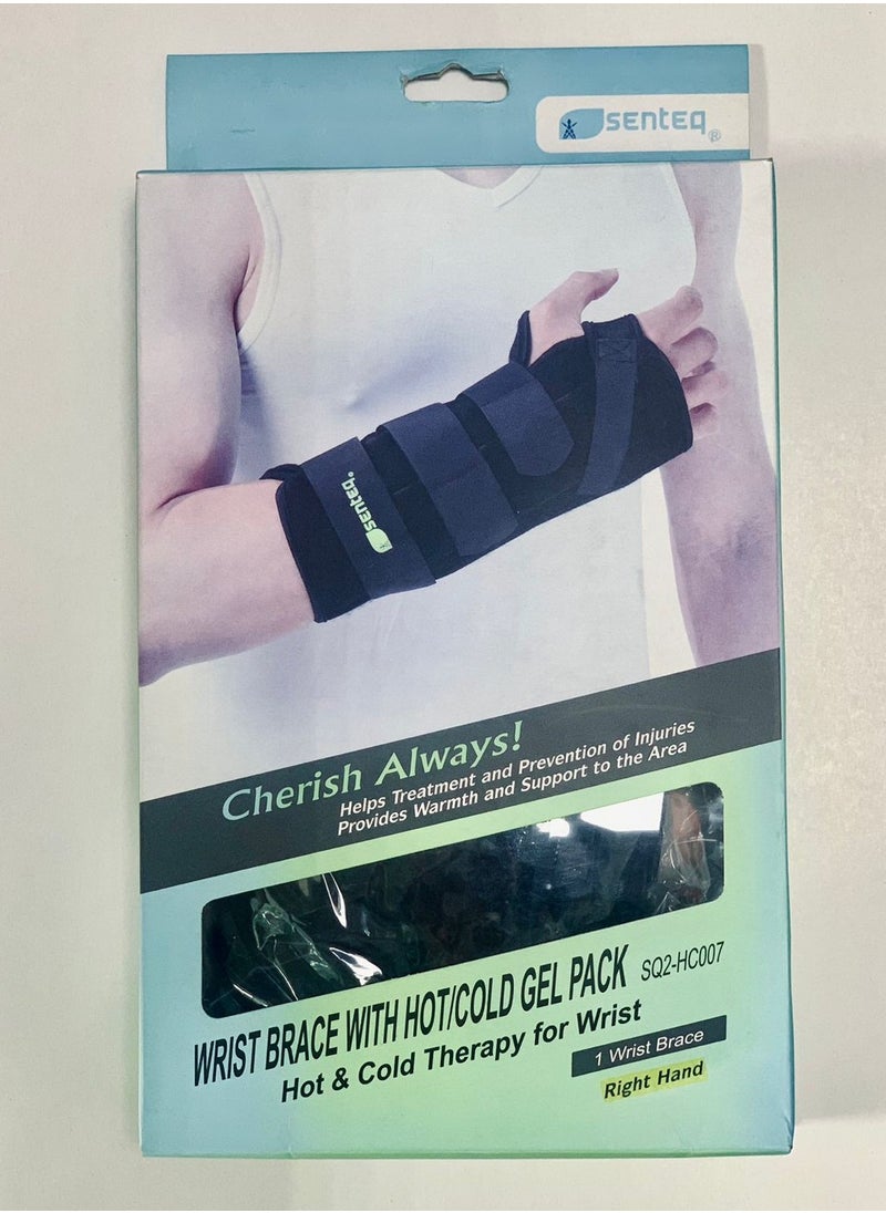 SEntEq - Wrist Brace With Hot/Cold Gel pack-Right Hand - Image 1