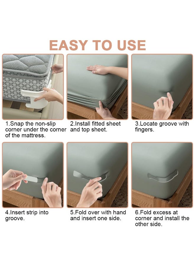 ZERIFAM Bed Sheet Holder, 4PCS Locks Sheet Holders Keep Sheets Firm and Tight, Firmly in Place Heavy Duty Mattress Straps, Easy One-Time Installation, For All Sheets and Mattress Size - Image 3