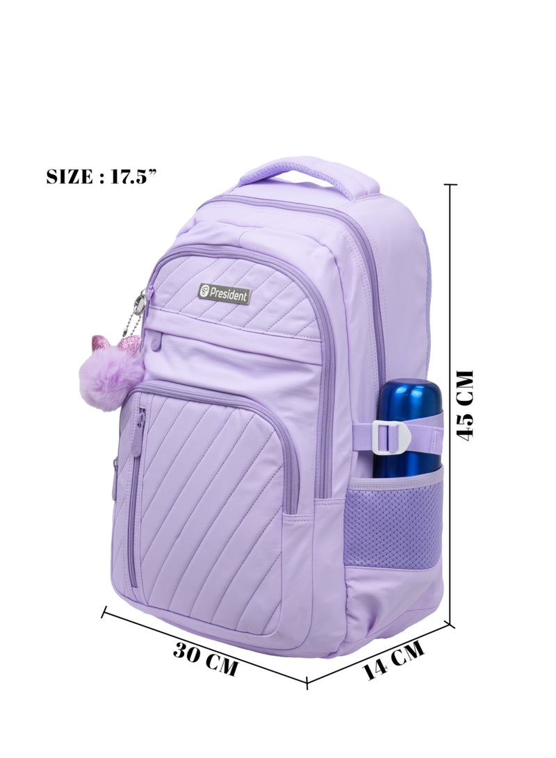 President School Backpack Waterproof Book Bag with Compartments and Doll Pendant for Kids, ( PURPLE ) Model-scp0022-17.5 - Image 5