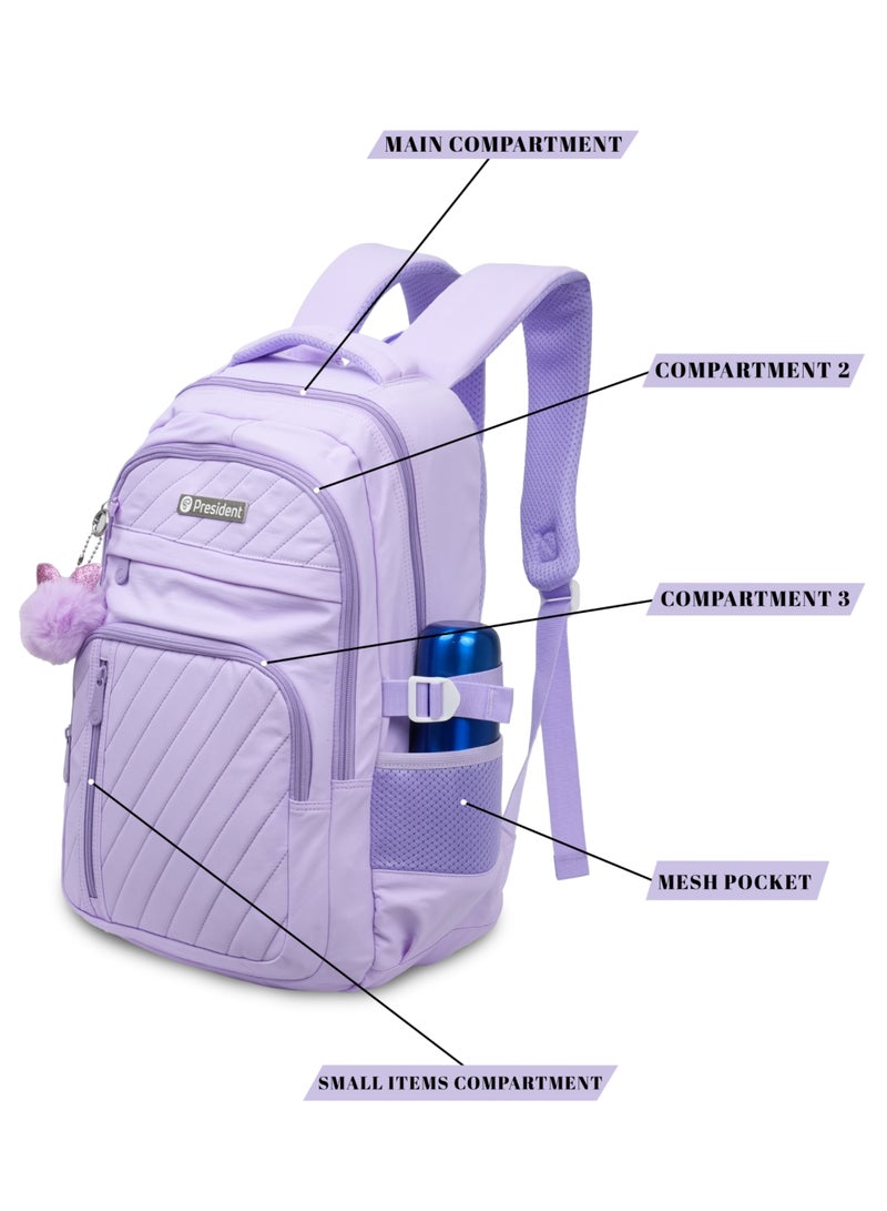 President School Backpack Waterproof Book Bag with Compartments and Doll Pendant for Kids, ( PURPLE ) Model-scp0022-17.5 - Image 3