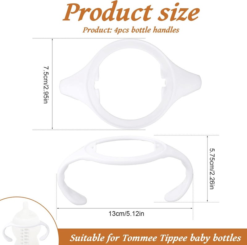 lasuroa 4pcs Baby Bottle Handles for Tommee Tippee, Ergonomic Non Slip Grip Easy Self-Feeding BPA Free Replacement Tomee Holder for Newborn Bottles - Image 2
