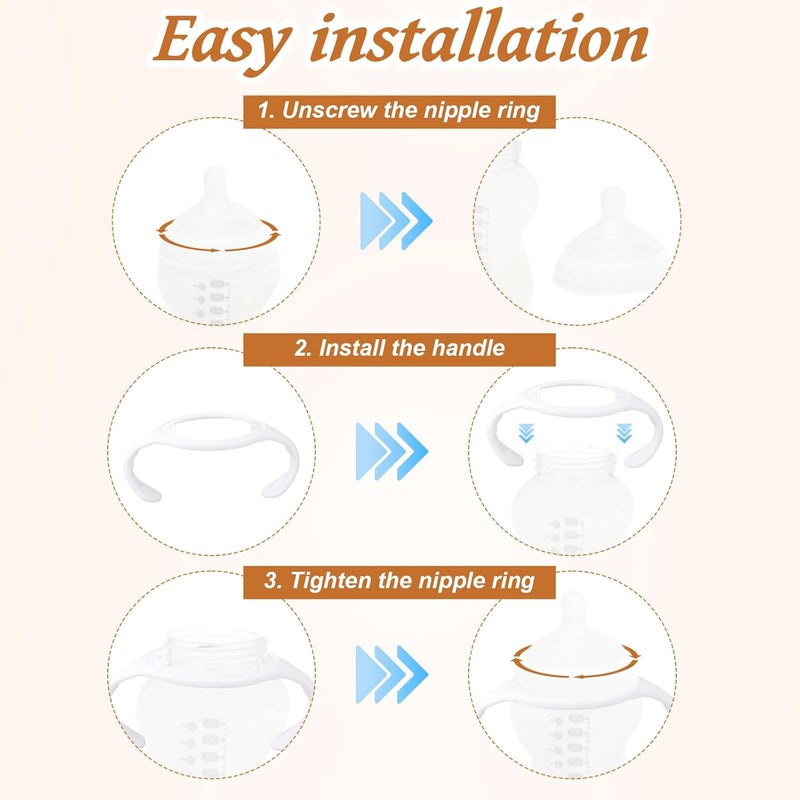 lasuroa 4pcs Baby Bottle Handles for Tommee Tippee, Ergonomic Non Slip Grip Easy Self-Feeding BPA Free Replacement Tomee Holder for Newborn Bottles - Image 5