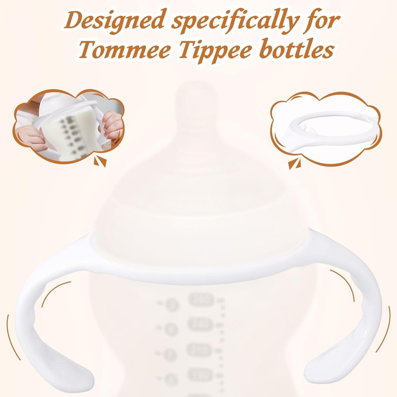 lasuroa 4pcs Baby Bottle Handles for Tommee Tippee, Ergonomic Non Slip Grip Easy Self-Feeding BPA Free Replacement Tomee Holder for Newborn Bottles - Image 3
