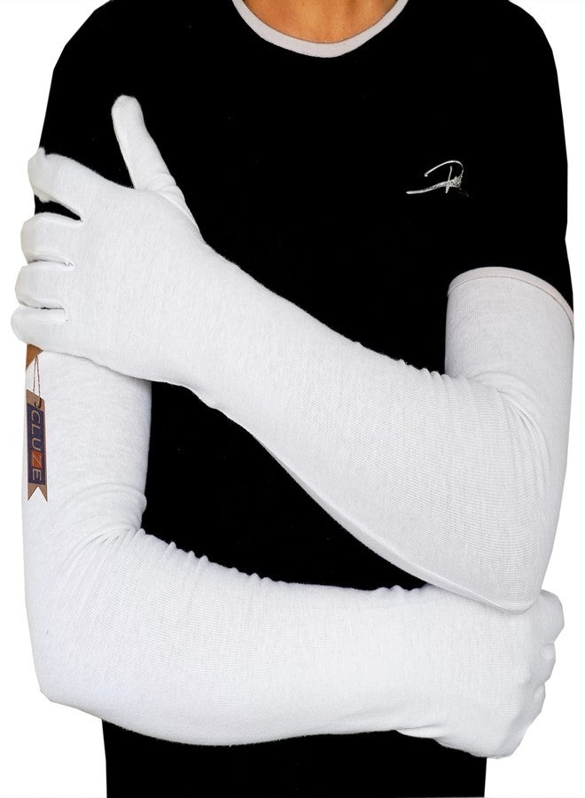 CLUZE 3 Pairs UV Long Sun Gloves Men's Sunblock Driving/Riding Gloves Non Slip Cotton Sun Protective for Outdoor Sports (Skin, Black, White) - Image 4