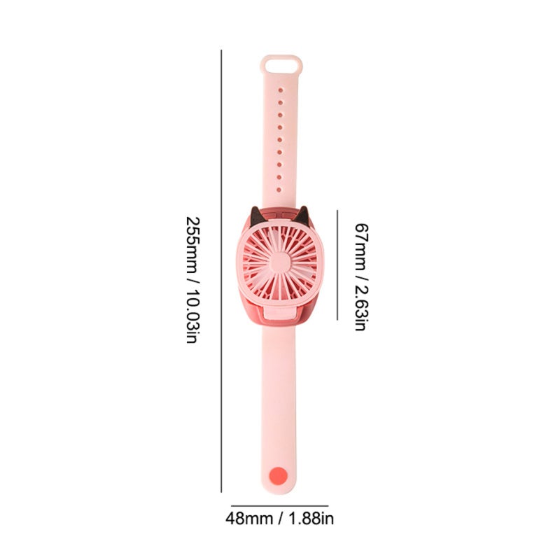 Wristband Fan: Blue Soft Silica Gel Strap 3 Adjustable Speeds - Cartoon Design Portable Fan For Children Outdoor Indoor Use - Image 2