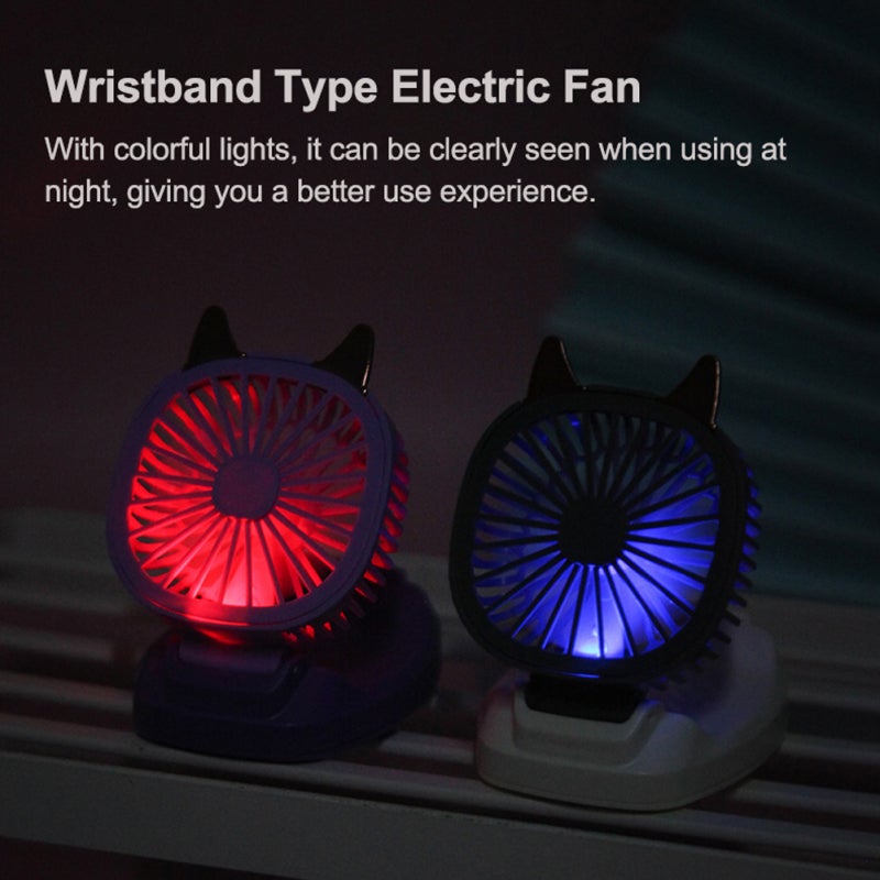 Wristband Fan: Blue Soft Silica Gel Strap 3 Adjustable Speeds - Cartoon Design Portable Fan For Children Outdoor Indoor Use - Image 4