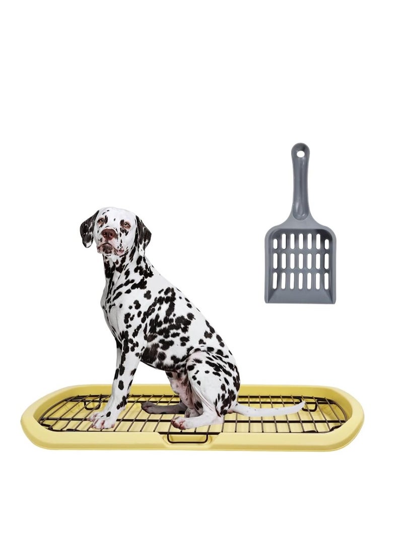 أن ان سي بيتس مرحاض للكلاب مع شبكة حديدية متينة، ومقبض حمل، ومغرفة قمامة، ومدرب داخلي قابل للفصل للكلاب المتوسطة إلى الكبيرة، مرحاض مسطح للكلاب، مثالي للاستخدام الداخلي والخارجي 65 سم، سهل التنظيف (أصفر) - Image 1