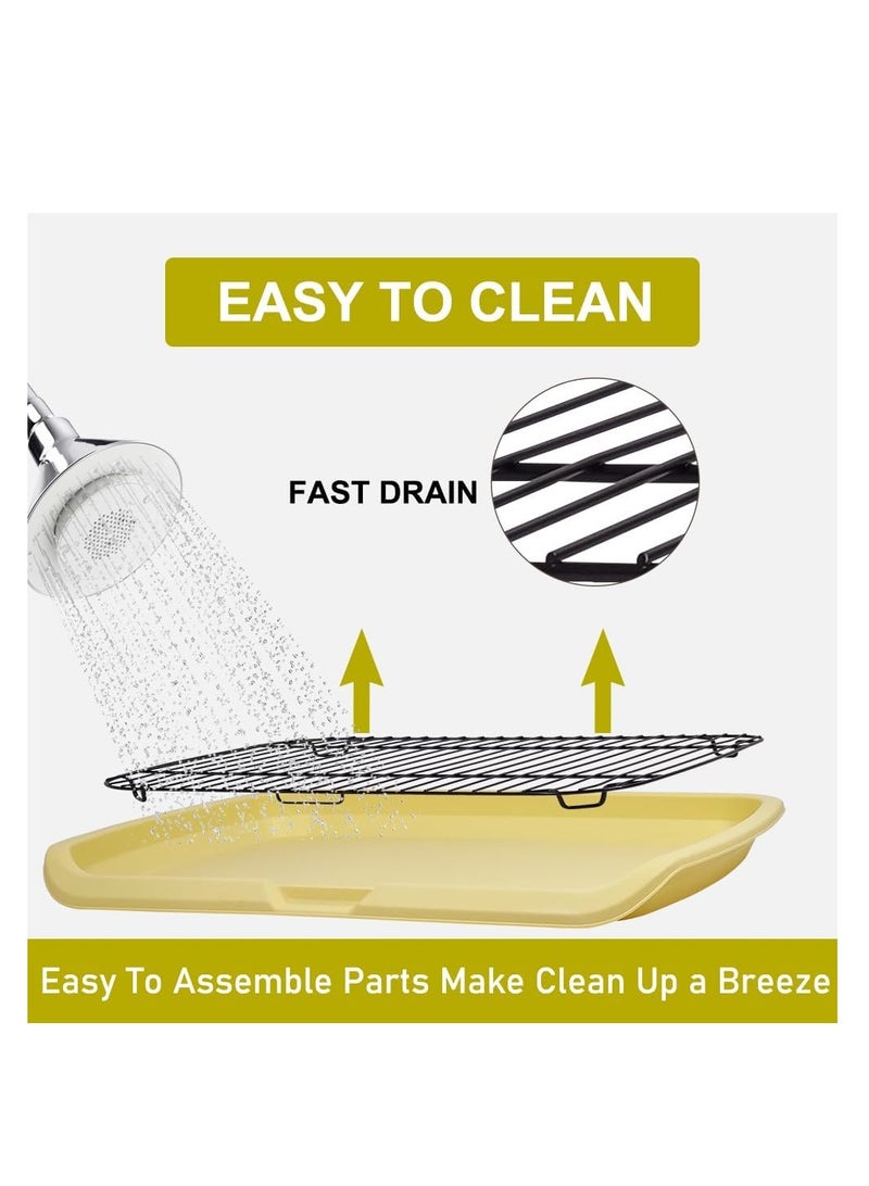 أن ان سي بيتس مرحاض للكلاب مع شبكة حديدية متينة، ومقبض حمل، ومغرفة قمامة، ومدرب داخلي قابل للفصل للكلاب المتوسطة إلى الكبيرة، مرحاض مسطح للكلاب، مثالي للاستخدام الداخلي والخارجي 65 سم، سهل التنظيف (أصفر) - Image 3