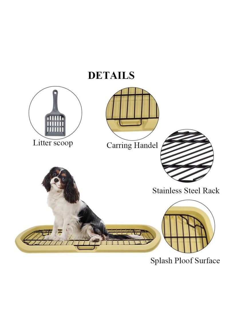 أن ان سي بيتس مرحاض للكلاب مع شبكة حديدية متينة، ومقبض حمل، ومغرفة قمامة، ومدرب داخلي قابل للفصل للكلاب المتوسطة إلى الكبيرة، مرحاض مسطح للكلاب، مثالي للاستخدام الداخلي والخارجي 65 سم، سهل التنظيف (أصفر) - Image 4