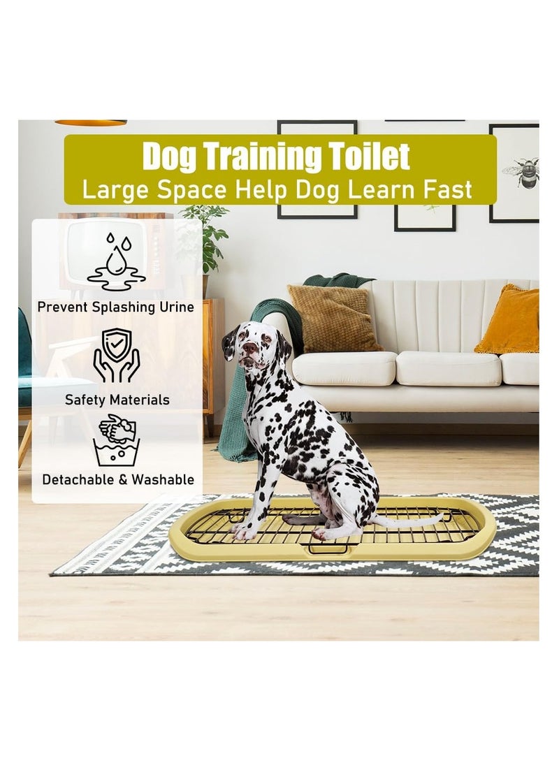 أن ان سي بيتس مرحاض للكلاب مع شبكة حديدية متينة، ومقبض حمل، ومغرفة قمامة، ومدرب داخلي قابل للفصل للكلاب المتوسطة إلى الكبيرة، مرحاض مسطح للكلاب، مثالي للاستخدام الداخلي والخارجي 65 سم، سهل التنظيف (أصفر) - Image 5