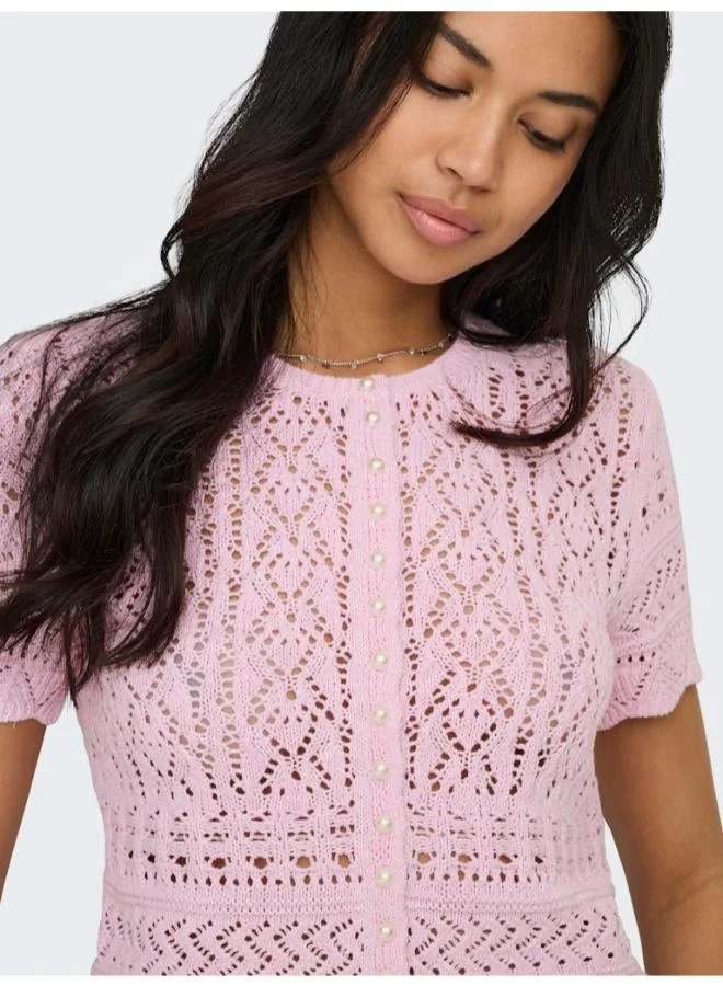 اونلي كارديجان قصير بأكمام قصيرة ولؤلؤ