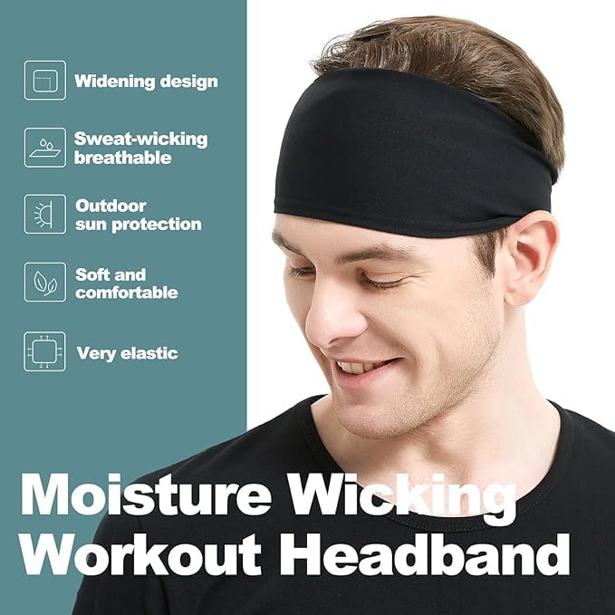 PAROPKAR Sports Headbands for Men and Women (4 Pack) - Lightweight Sweat Band Moisture Wicking Workout Sweatbands for Running, Cross Training, Yoga and Bike - Unisex Hairband (Headband Multi 2) - Image 3