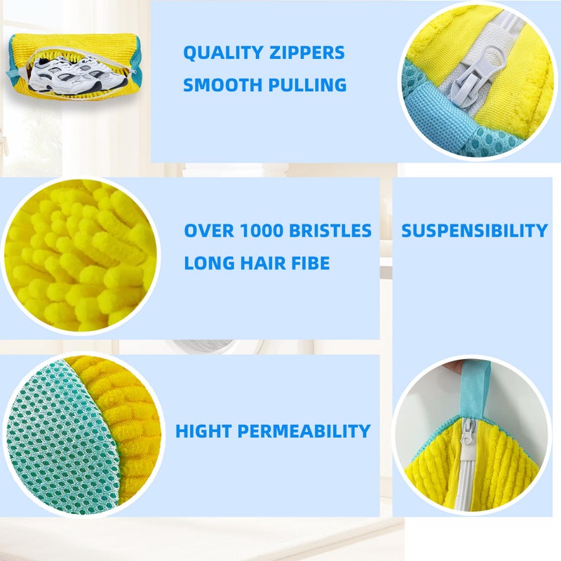 ngfhf Shoe Washing Machine Bag Laundry Shoe Bag for Washer and Dryer Reusable 2pc Shoe Cleaning Bags for Sneakers 360° Deep Cleaning Machine for All Shoes Types With Self-locking Zipper - Image 3