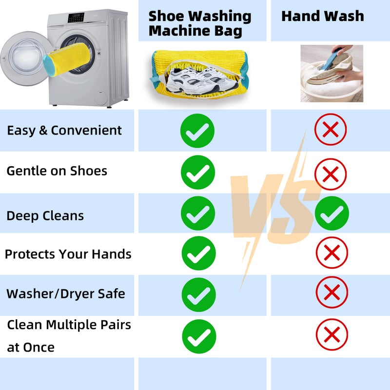 ngfhf Shoe Washing Machine Bag Laundry Shoe Bag for Washer and Dryer Reusable 2pc Shoe Cleaning Bags for Sneakers 360° Deep Cleaning Machine for All Shoes Types With Self-locking Zipper - Image 5