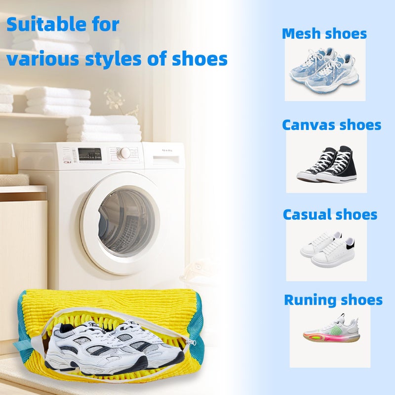 ngfhf Shoe Washing Machine Bag Laundry Shoe Bag for Washer and Dryer Reusable 2pc Shoe Cleaning Bags for Sneakers 360° Deep Cleaning Machine for All Shoes Types With Self-locking Zipper - Image 2